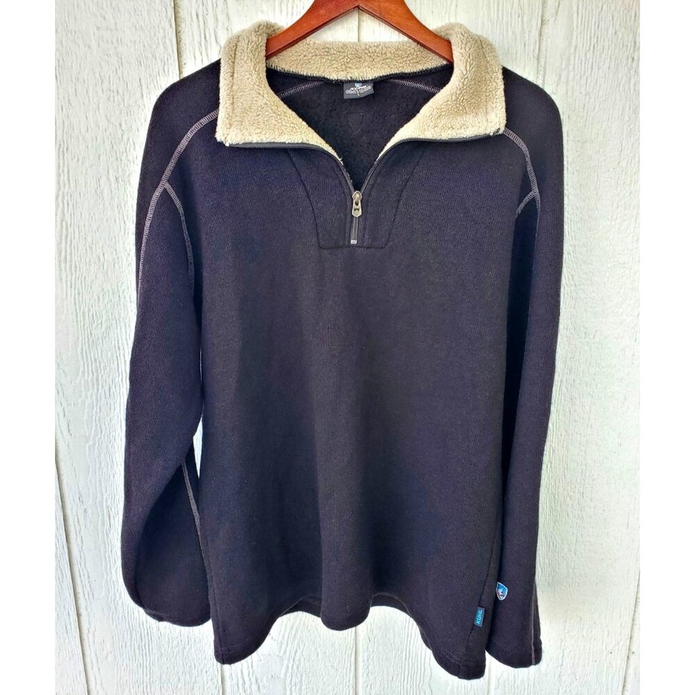 Kuhl Mens Black Large Alfpaca Pullover Sweater Quarter Zip Fleece